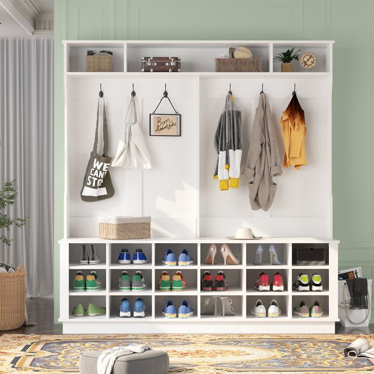 Small hall tree with best sale shoe storage